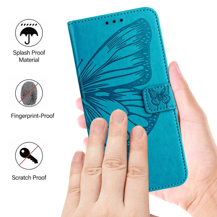 For Google Pixel 9 Pro XL Embossed Butterfly Leather Phone Case(Blue) - Google Cases by buy2fix | Online Shopping UK | buy2fix