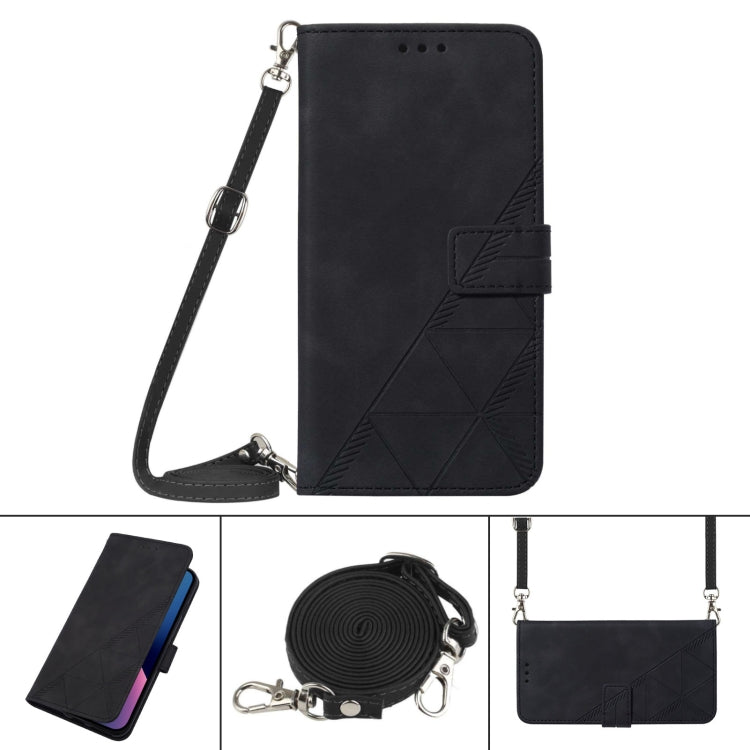 For Google Pixel 9 Crossbody 3D Embossed Flip Leather Phone Case(Black) - Google Cases by buy2fix | Online Shopping UK | buy2fix