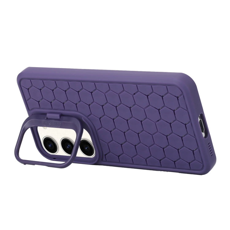 For Samsung Galaxy S23+ 5G Honeycomb Radiating Lens Holder Magsafe Phone Case(Purple) - Galaxy S23+ 5G Cases by buy2fix | Online Shopping UK | buy2fix