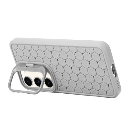 For Samsung Galaxy S23+ 5G Honeycomb Radiating Lens Holder Magsafe Phone Case(Grey) - Galaxy S23+ 5G Cases by buy2fix | Online Shopping UK | buy2fix