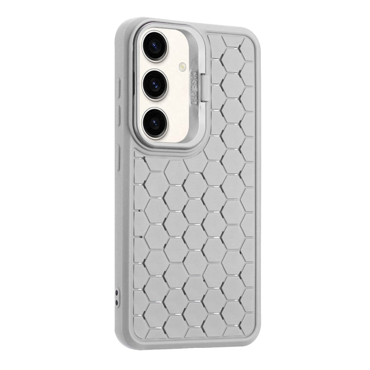 For Samsung Galaxy S23 FE 5G Honeycomb Radiating Lens Holder Magsafe Phone Case(Grey) - Galaxy S23 FE 5G Cases by buy2fix | Online Shopping UK | buy2fix