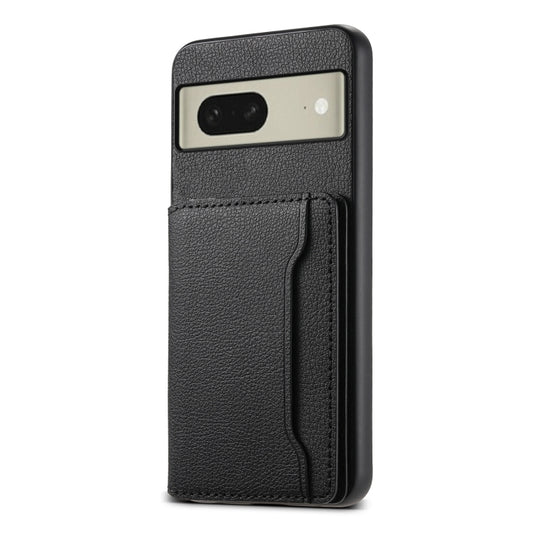 For Google Pixel 8 Calf Texture Card Bag Design Full Coverage Phone Case(Black) - Google Cases by buy2fix | Online Shopping UK | buy2fix