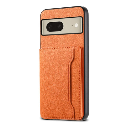 For Google Pixel 8 Calf Texture Card Bag Design Full Coverage Phone Case(Orange) - Google Cases by buy2fix | Online Shopping UK | buy2fix