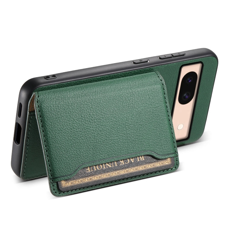 For Google Pixel 8a Calf Texture Card Bag Design Full Coverage Phone Case(Green) - Google Cases by buy2fix | Online Shopping UK | buy2fix