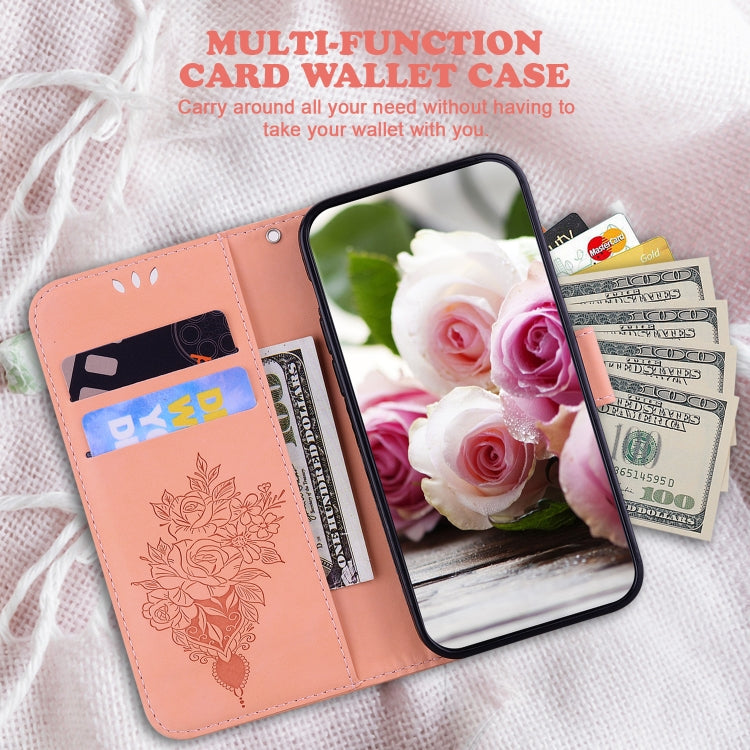 For Google Pixel 9 Pro Butterfly Rose Embossed Leather Phone Case(Pink) - Google Cases by buy2fix | Online Shopping UK | buy2fix