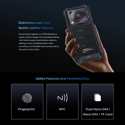 [HK Warehouse] Oukitel WP36, 8GB+128GB, IP68/IP69K, Fingerprint Identification, 10600mAh, 6.52 inch MediaTek MT8788 Octa Core, NFC, OTG, Network: 4G(Black) - Other by OUKITEL | Online Shopping UK | buy2fix