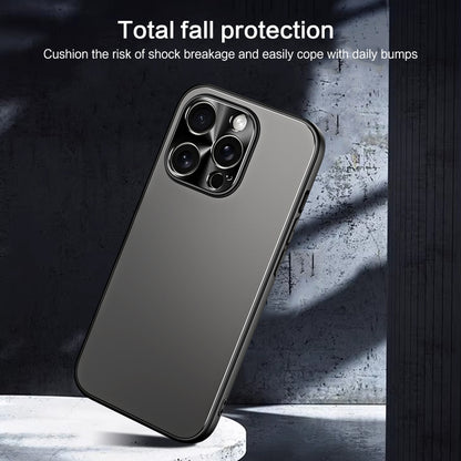 For iPhone 14 Plus R-JUST RJ-61 Electroplating Frosted TPU + PC Phone Case with Holder(Grey) - iPhone 14 Plus Cases by R-JUST | Online Shopping UK | buy2fix