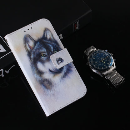 For Google Pixel 9 Coloured Drawing Flip Leather Phone Case(White Wolf) - Google Cases by buy2fix | Online Shopping UK | buy2fix