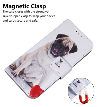 For Google Pixel 9 Coloured Drawing Flip Leather Phone Case(Pug) - Google Cases by buy2fix | Online Shopping UK | buy2fix