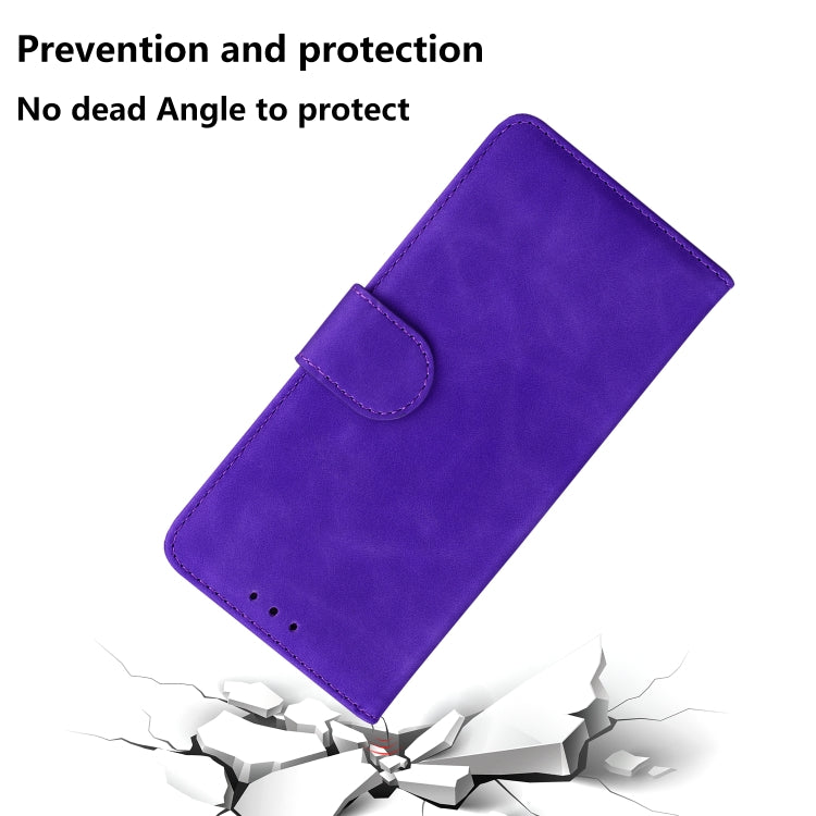 For Google Pixel 9 Skin Feel Pure Color Flip Leather Phone Case(Purple) - Google Cases by buy2fix | Online Shopping UK | buy2fix