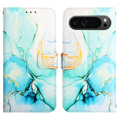 For Google Pixel 9 Pro PT003 Marble Pattern Flip Leather Phone Case(Green) - Google Cases by buy2fix | Online Shopping UK | buy2fix