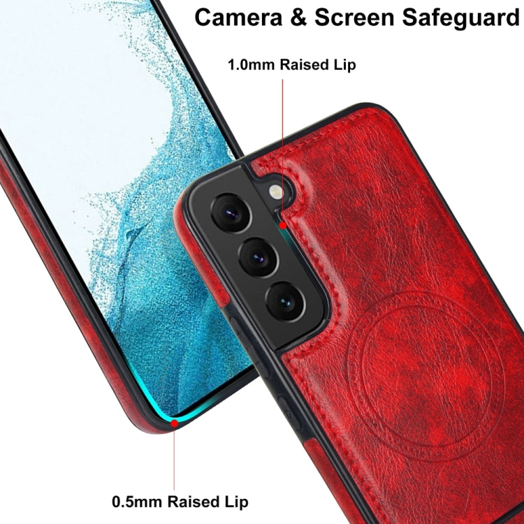 For Samsung Galaxy S22 5G Retro Leather Invisible Stand MagSafe Phone Case(Red) - Galaxy S22 5G Cases by buy2fix | Online Shopping UK | buy2fix