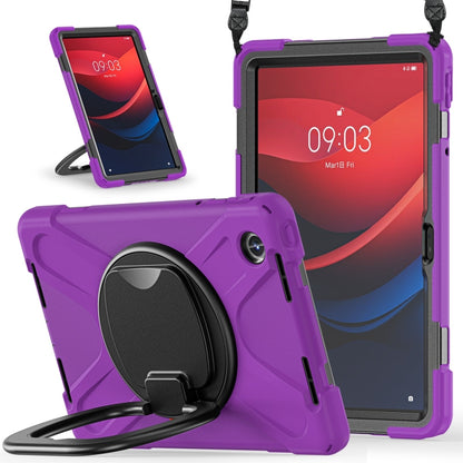 For Lenovo Tab M11 /Xiaomi Pad 11 2024 Silicone Hybrid PC Tablet Case with Holder & Shoulder Strap(Purple) - Lenovo by buy2fix | Online Shopping UK | buy2fix