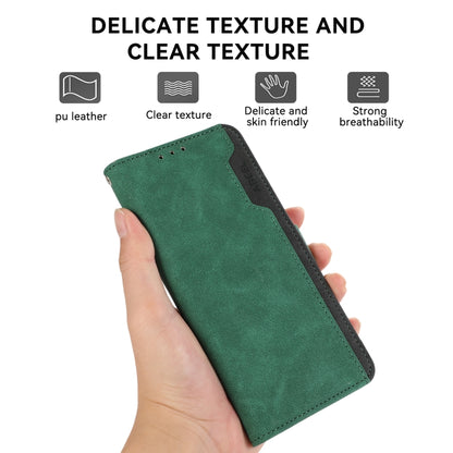 For iPhone 16 Plus ABEEL Color Block Magnetic RFID Leather Phone Case(Green-Black) - iPhone 16 Plus Cases by buy2fix | Online Shopping UK | buy2fix