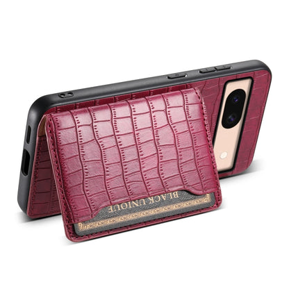 For Google Pixel 8a Crocodile Texture Card Bag Design Full Coverage Phone Case(Red) - Google Cases by buy2fix | Online Shopping UK | buy2fix