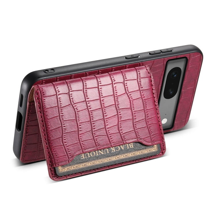 For Google Pixel 7 5G Crocodile Texture Card Bag Design Full Coverage Phone Case(Red) - Google Cases by buy2fix | Online Shopping UK | buy2fix