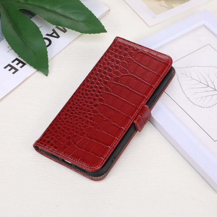 For Google Pixel 9 Crocodile Top Layer Cowhide Leather Phone Case(Red) - Google Cases by buy2fix | Online Shopping UK | buy2fix