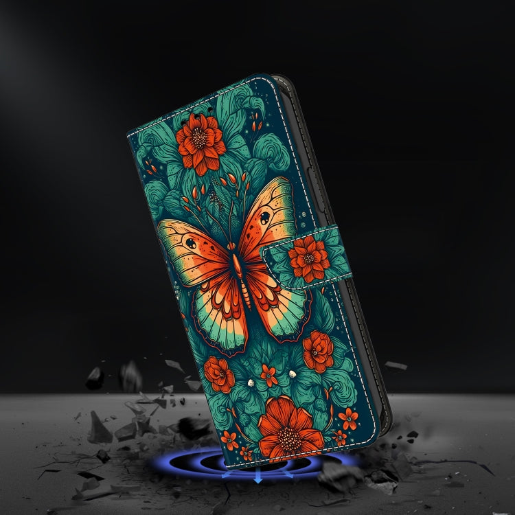 For Google Pixel 9 Crystal Painted Leather Phone case(Flower Butterfly) - Google Cases by buy2fix | Online Shopping UK | buy2fix