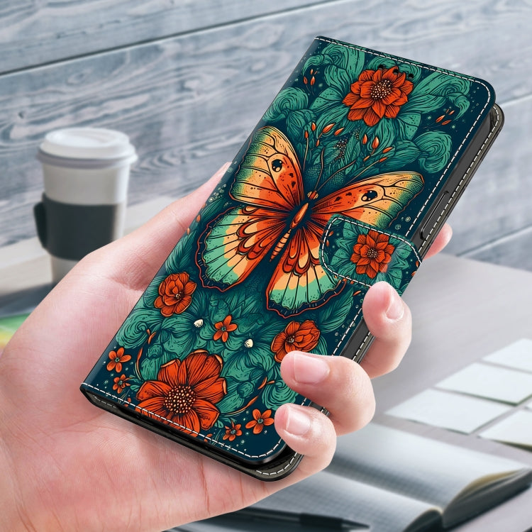 For Google Pixel 9 Crystal Painted Leather Phone case(Flower Butterfly) - Google Cases by buy2fix | Online Shopping UK | buy2fix