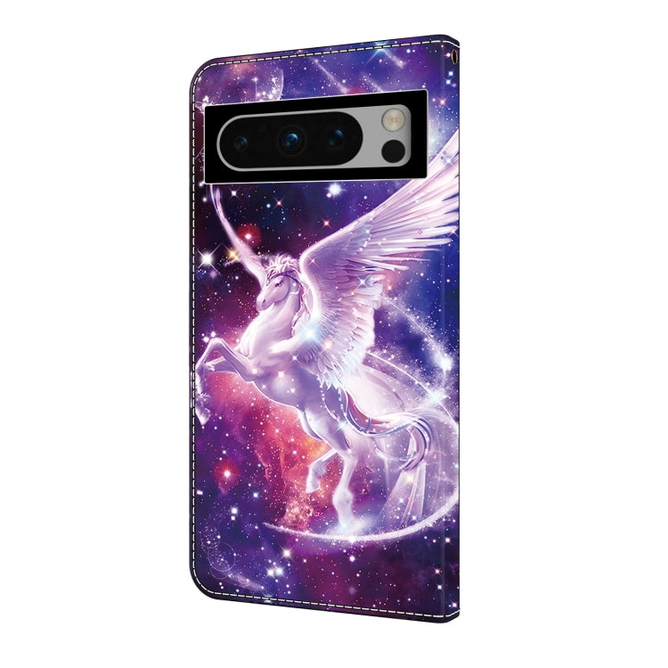 For Google Pixel 9 Pro Crystal Painted Leather Phone case(Unicorn) - Google Cases by buy2fix | Online Shopping UK | buy2fix