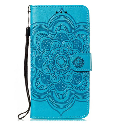 For Google Pixel 9 Sun Mandala Embossing Pattern Phone Leather Case(Blue) - Google Cases by buy2fix | Online Shopping UK | buy2fix