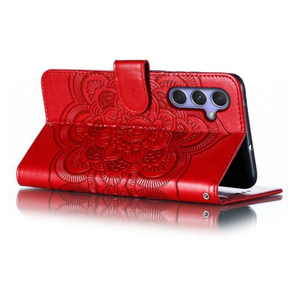 For Samsung Galaxy A55 Sun Mandala Embossing Pattern Phone Leather Case(Red) - Galaxy Phone Cases by buy2fix | Online Shopping UK | buy2fix