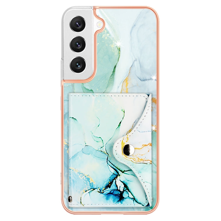 For Samsung Galaxy S22 5G Marble Pattern IMD Card Slot Phone Case(Green) - Galaxy S22 5G Cases by buy2fix | Online Shopping UK | buy2fix