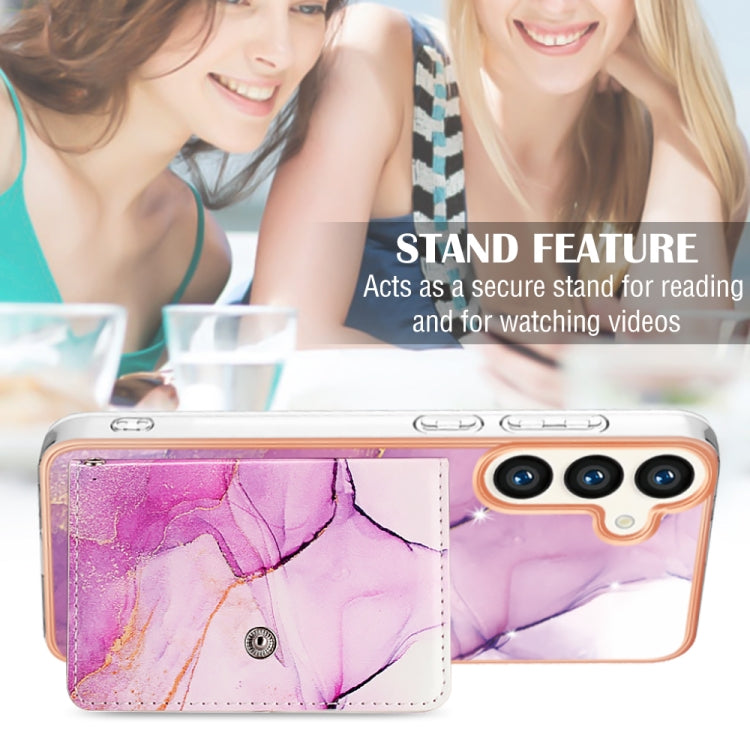 For Samsung Galaxy S24+ 5G Marble Pattern IMD Card Slot Phone Case(Pink Purple Gold) - Galaxy S24+ 5G Cases by buy2fix | Online Shopping UK | buy2fix