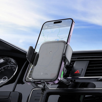 hoco HW10 Jenny Three-axis Linkage Wireless Fast Charging Car Air Outlet Holder(Black) - Wireless Charger Holders by hoco | Online Shopping UK | buy2fix