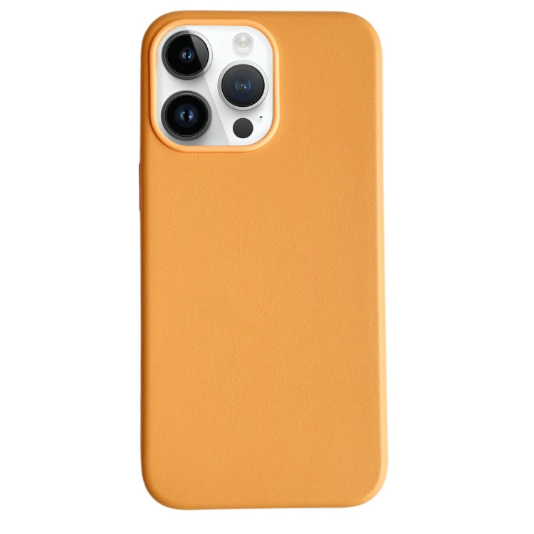 For iPhone 14 Pro Pure Color Leather Magsafe Magnetic Phone Case(Orange) - iPhone 14 Pro Cases by buy2fix | Online Shopping UK | buy2fix