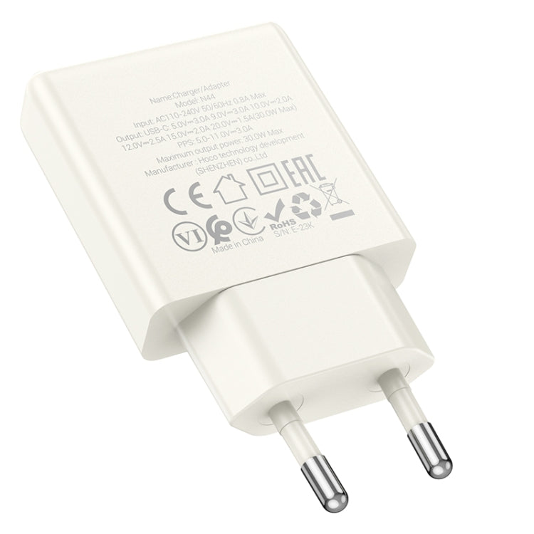 hoco N44 Biscuit PD30W Single Port Type-C Charger, EU Plug(White) - USB Charger by hoco | Online Shopping UK | buy2fix