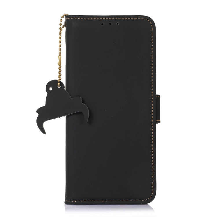 For Google Pixel 9 Pro Genuine Leather Magnetic RFID Leather Phone Case(Black) - Google Cases by buy2fix | Online Shopping UK | buy2fix