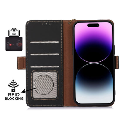 For Google Pixel 9 Genuine Leather Magnetic RFID Leather Phone Case(Black) - Google Cases by buy2fix | Online Shopping UK | buy2fix