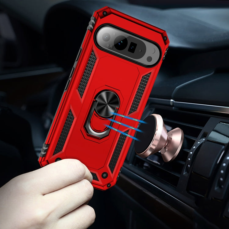 For Google Pixel 9 Pro Shockproof TPU + PC Phone Case with Holder(Red) - Google Cases by buy2fix | Online Shopping UK | buy2fix