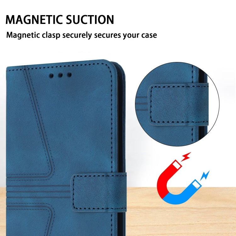 For iPhone 16 Pro Max Triangle Solid Color Leather Phone Case(Blue) - iPhone 16 Pro Max Cases by buy2fix | Online Shopping UK | buy2fix