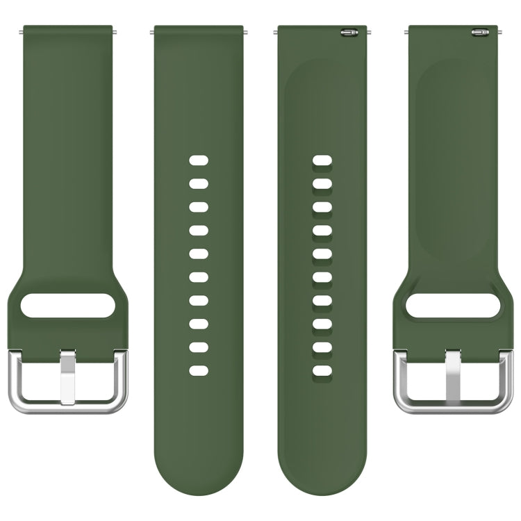 For CMF Watch Pro D395 22mm Solid Color Silver Buckle Silicone Watch Band, Size:L(Army Green) - Watch Bands by buy2fix | Online Shopping UK | buy2fix