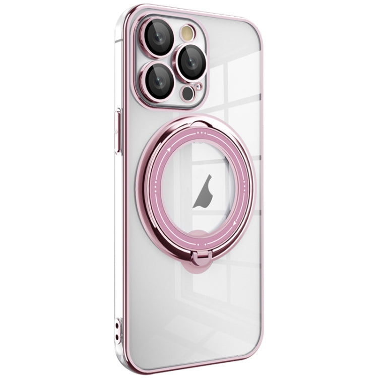 For iPhone 16 Pro Max Electroplating MagSafe 360 Degree Rotation Holder Shockproof Phone Case(Pink) - iPhone 16 Pro Max Cases by buy2fix | Online Shopping UK | buy2fix