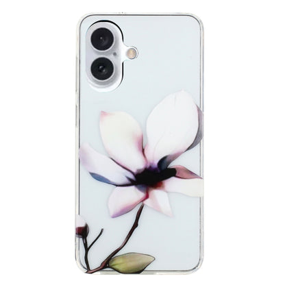 For iPhone 16 Plus Colorful Painting Pattern TPU Phone Case(White Flowers) - iPhone 16 Plus Cases by buy2fix | Online Shopping UK | buy2fix