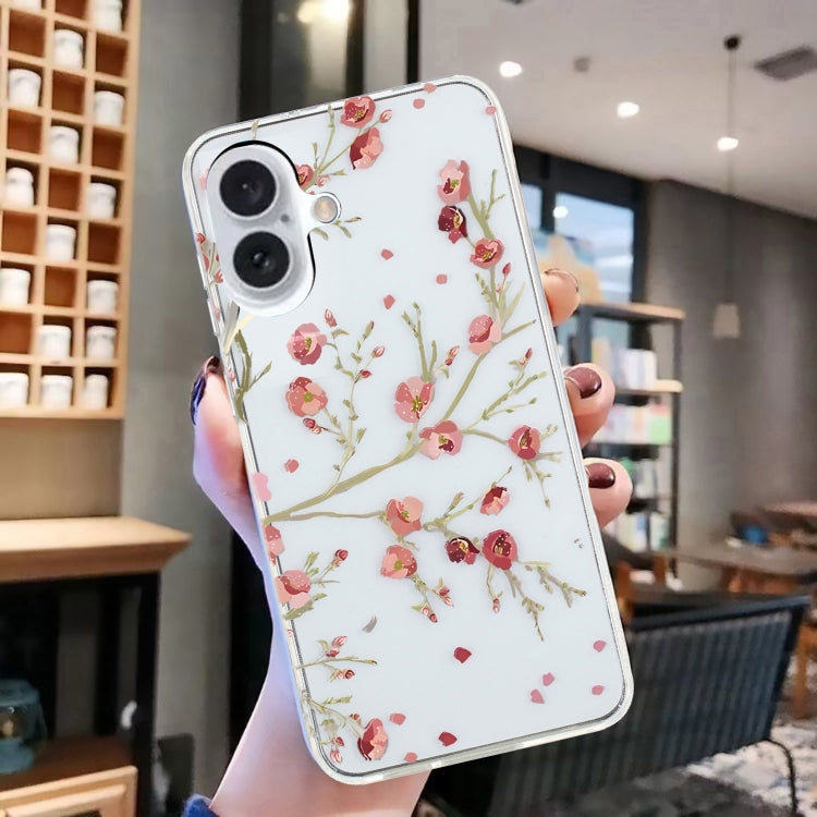 For iPhone 16 Plus Colorful Painting Pattern TPU Phone Case(Red Flowers) - iPhone 16 Plus Cases by buy2fix | Online Shopping UK | buy2fix