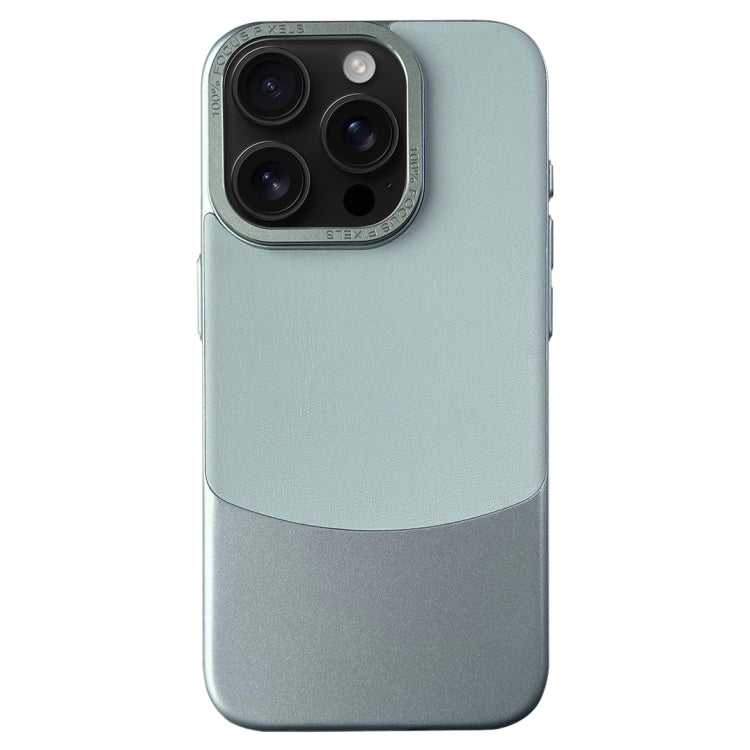 For iPhone 16 Pro Napa Texture PC + Leather Phone Case(Cyan) - iPhone 16 Pro Cases by buy2fix | Online Shopping UK | buy2fix