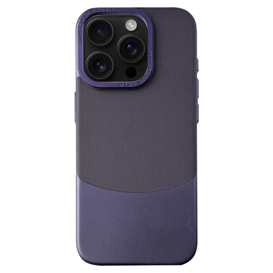 For iPhone 16 Pro Napa Texture PC + Leather Phone Case(Dark Purple) - iPhone 16 Pro Cases by buy2fix | Online Shopping UK | buy2fix