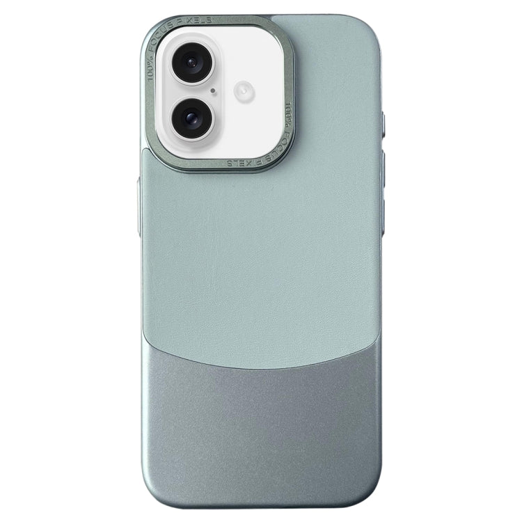 For iPhone 16 Plus Napa Texture PC + Leather Phone Case(Cyan) - iPhone 16 Plus Cases by buy2fix | Online Shopping UK | buy2fix