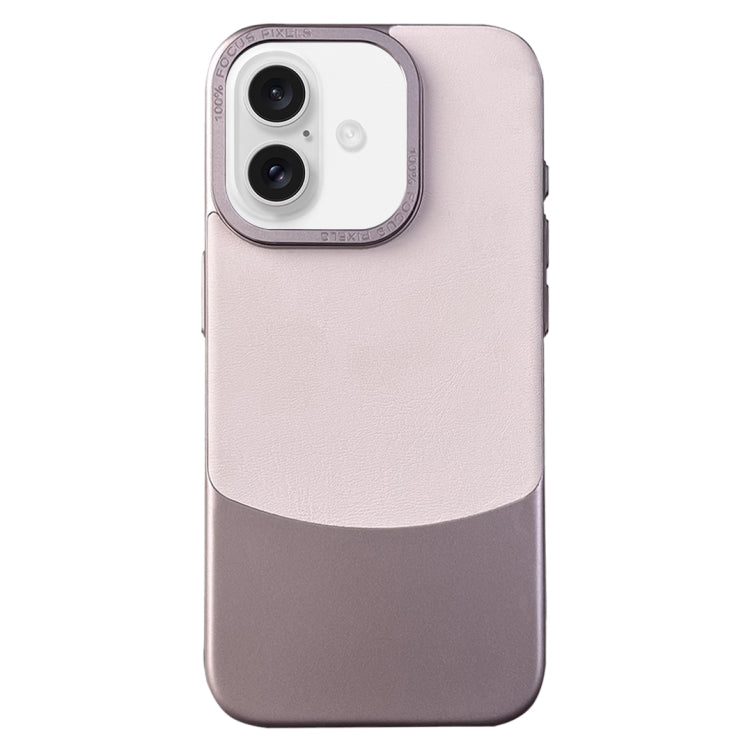 For iPhone 16 Napa Texture PC + Leather Phone Case(Pink) - iPhone 16 Cases by buy2fix | Online Shopping UK | buy2fix