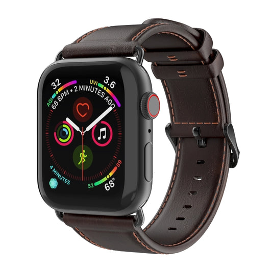 For Apple Watch SE 2023 40mm DUX DUCIS Business Genuine Leather Watch Strap(Coffee) - Watch Bands by DUX DUCIS | Online Shopping UK | buy2fix