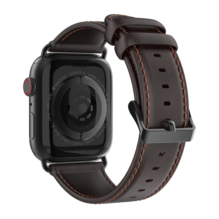 For Apple Watch Series 6 40mm DUX DUCIS Business Genuine Leather Watch Strap(Coffee) - Watch Bands by DUX DUCIS | Online Shopping UK | buy2fix