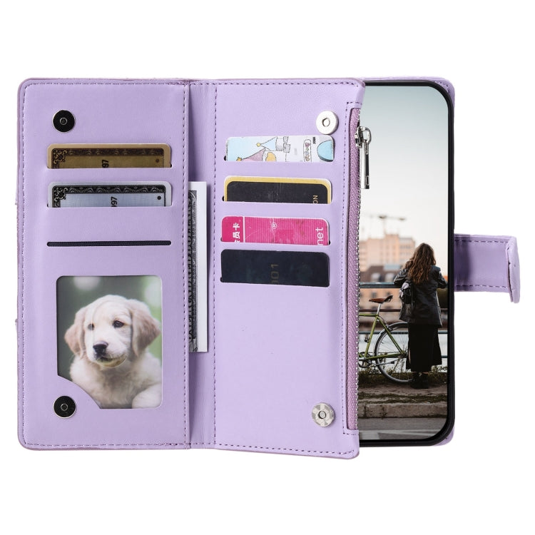 For Google Pixel 8 Glitter Lattice Zipper Wallet Leather Phone Case(Purple) - Google Cases by buy2fix | Online Shopping UK | buy2fix