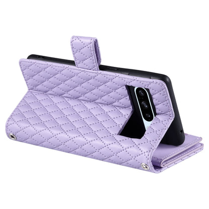 For Google Pixel 8 Pro Glitter Lattice Zipper Wallet Leather Phone Case(Purple) - Google Cases by buy2fix | Online Shopping UK | buy2fix