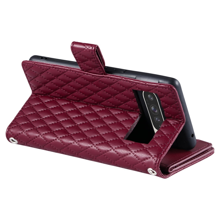 For Google Pixel 9 Pro XL Glitter Lattice Zipper Wallet Leather Phone Case(Wine Red) - Google Cases by buy2fix | Online Shopping UK | buy2fix