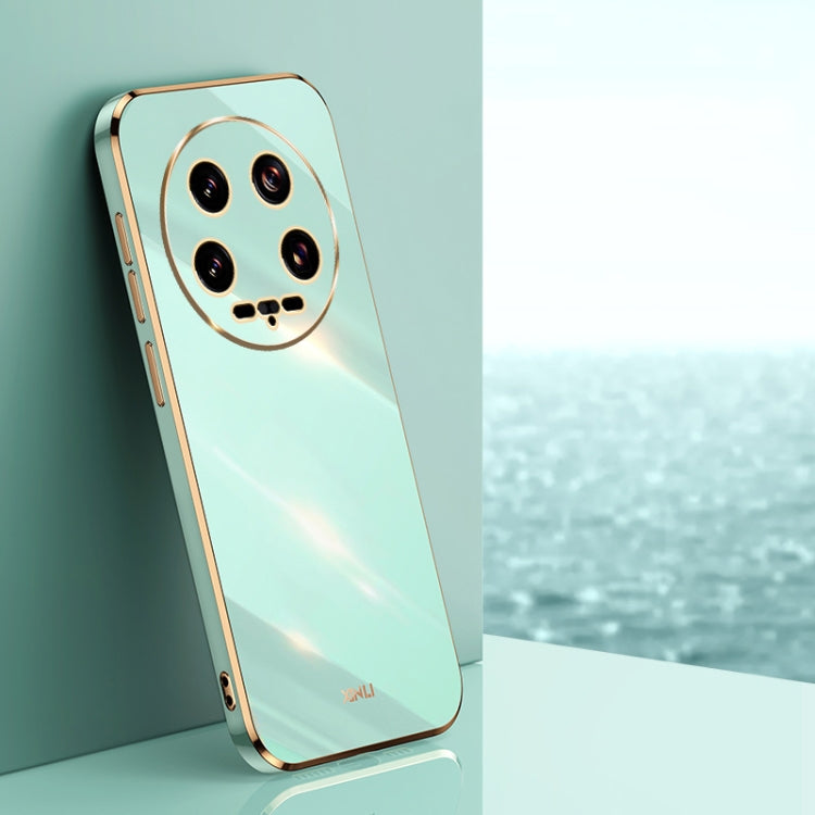 For Xiaomi 14 Ultra 5G XINLI Straight Edge 6D Electroplate TPU Phone Case(Mint Green) - 14 Ultra Cases by XINLI | Online Shopping UK | buy2fix