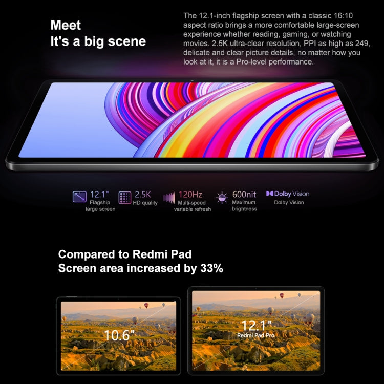 Xiaomi Redmi Pad Pro 12.1 inch Tablet PC, 8GB+256GB, HyperOS Qualcomm Snapdragon 7s Gen2 Octa Core, 10000mAh Battery(Dark Grey) - Other by Xiaomi | Online Shopping UK | buy2fix